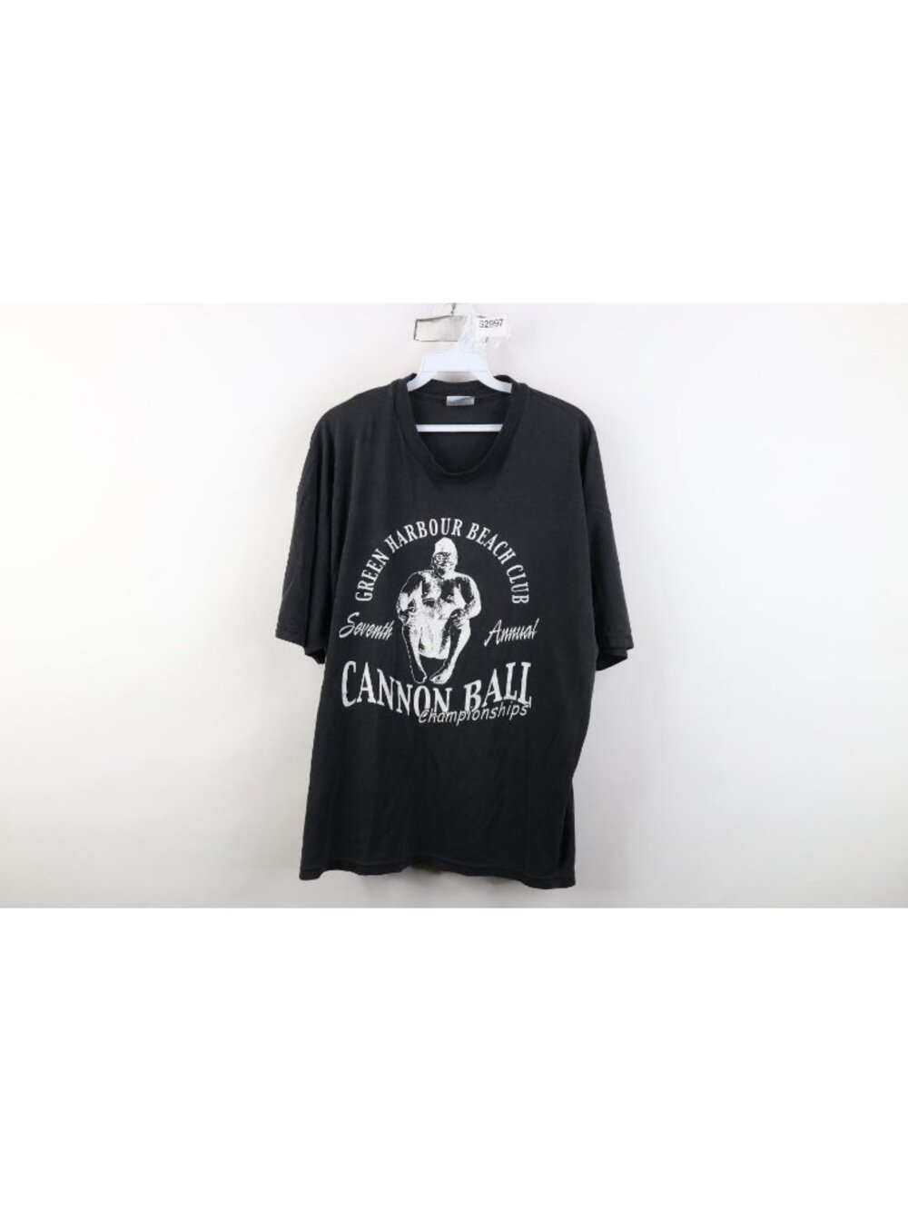 Vintage Y2K 2001 Mens XL Faded Spell Out Cannon Ball Championships T-Shirt Black